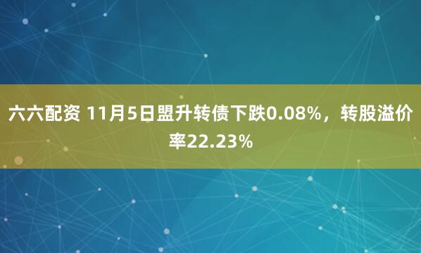 六六配资 11月5日盟升转债下跌0.08%，转股溢价率22.23%