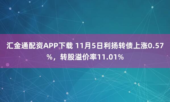汇金通配资APP下载 11月5日利扬转债上涨0.57%，转股溢价率11.01%